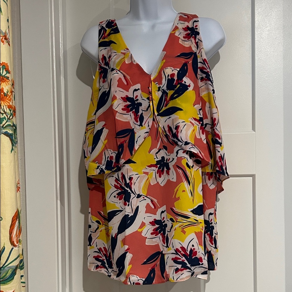 Notions Woman sleeveless multicolored floral Top Size 1X